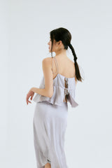 SILKY DRAPE SKIRT / PALE PURPLE