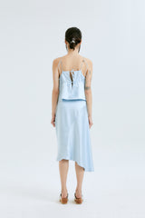 SILKY DRAPE SKIRT / SKY BLUE