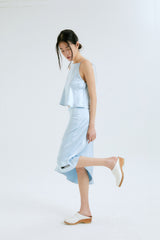 SILKY DRAPE SKIRT / SKY BLUE