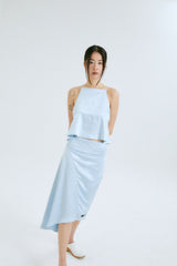 SILKY DRAPE SKIRT / SKY BLUE