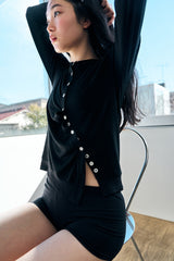 MODULAR RUFFLE CARDIGAN / BLACK