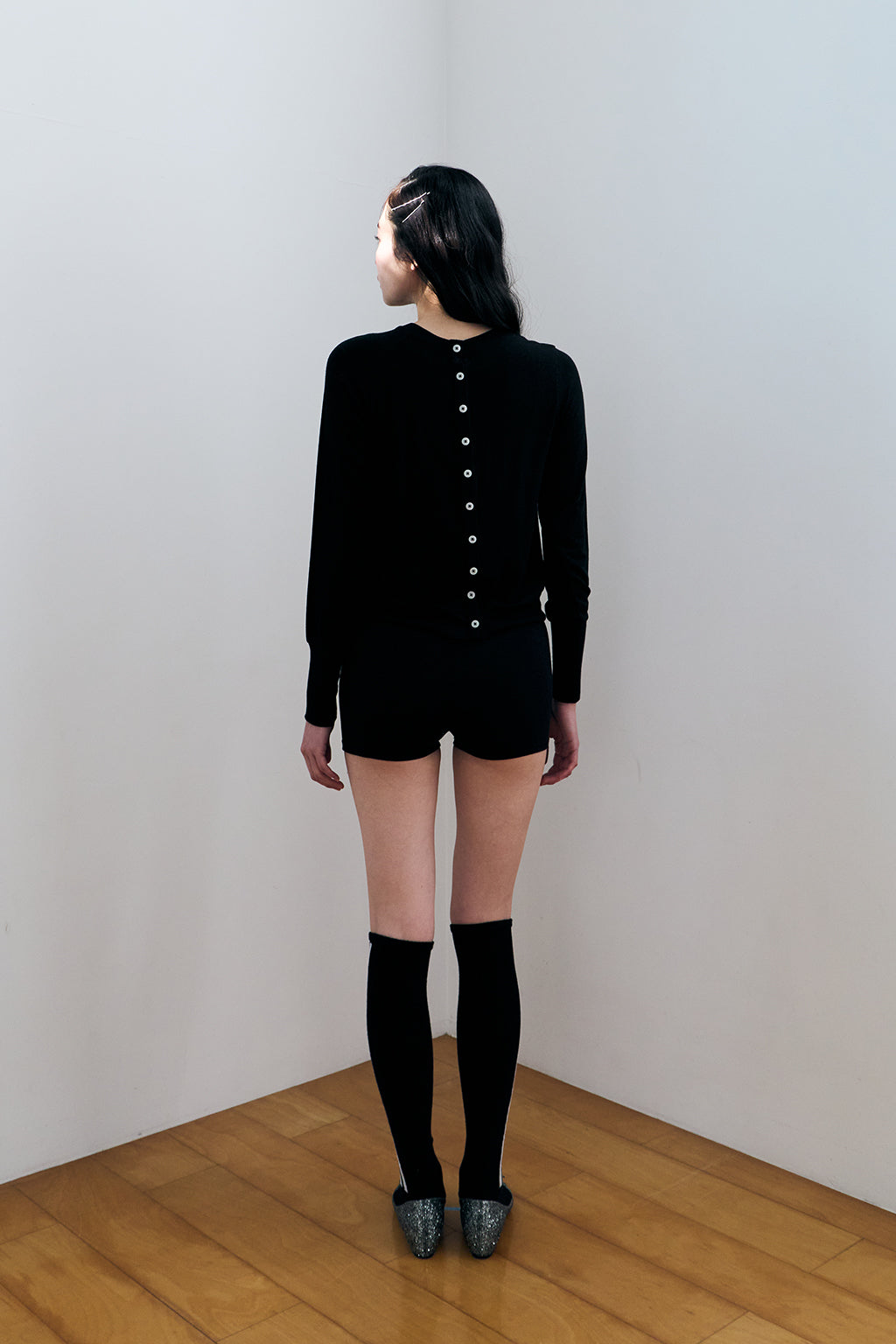 MODULAR RUFFLE CARDIGAN / BLACK