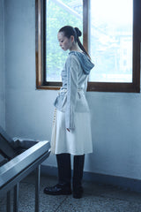 BUTTON PLEATED WRAP SKIRT / ECRU