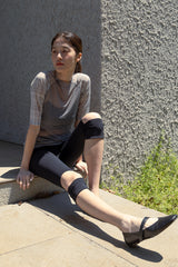 MESH CHECK TOP / BLACK