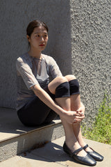 MESH CHECK TOP / BLACK