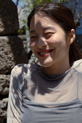 MESH CHECK TOP / BLACK