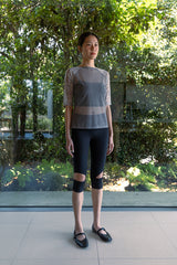 MESH CHECK TOP / BLACK