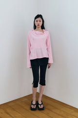 LIGHT SLIM WAFFLE HOODIE / PINK
