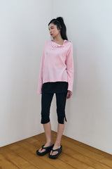 LIGHT SLIM WAFFLE HOODIE / PINK