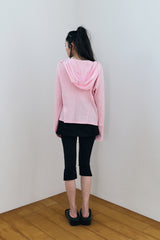 LIGHT SLIM WAFFLE HOODIE / PINK