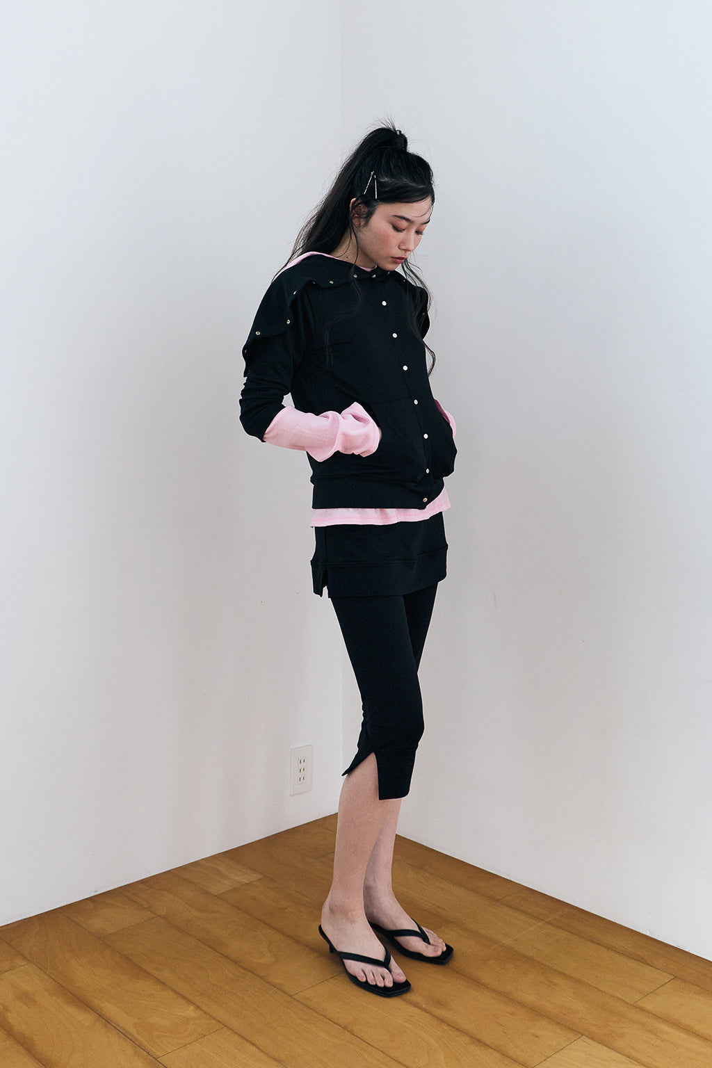 MODULAR SNAP HOODIE / BLACK