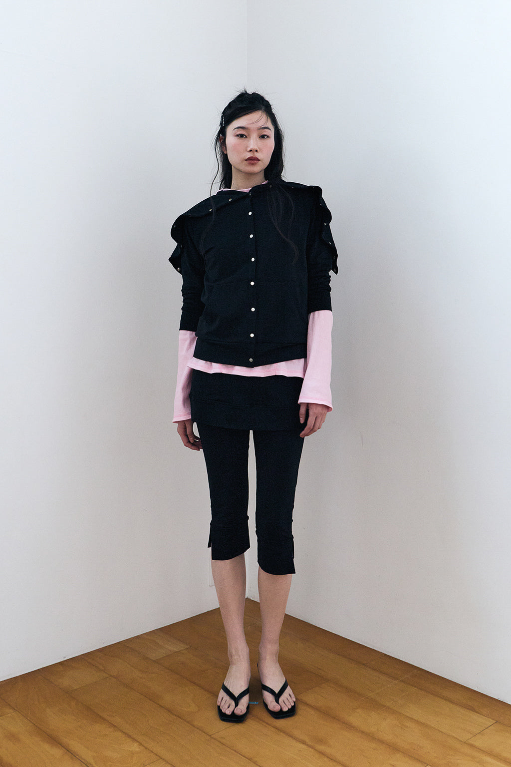 MODULAR SNAP HOODIE / BLACK