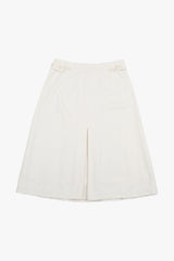 BUTTON PLEATED WRAP SKIRT / ECRU