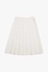 BUTTON PLEATED WRAP SKIRT / ECRU