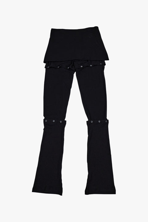 BUTTON SKIRT LEGGINGS / BLACK