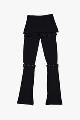 BUTTON SKIRT LEGGINGS / BLACK