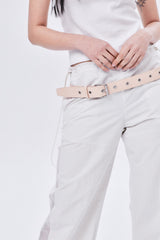 EYELET LEATHER BELT / NATURAL