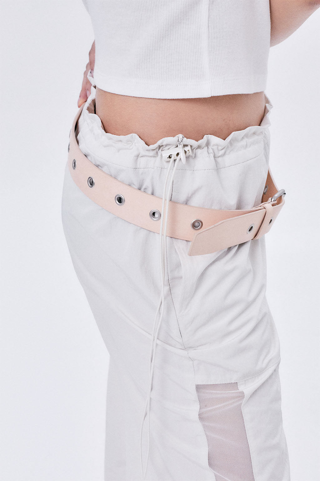 EYELET LEATHER BELT / NATURAL