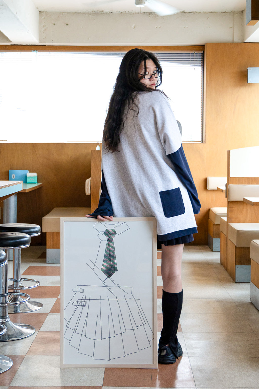 [HALOMINIUM x MIMICHAN] LOMI LAYERED TEE / GRAY