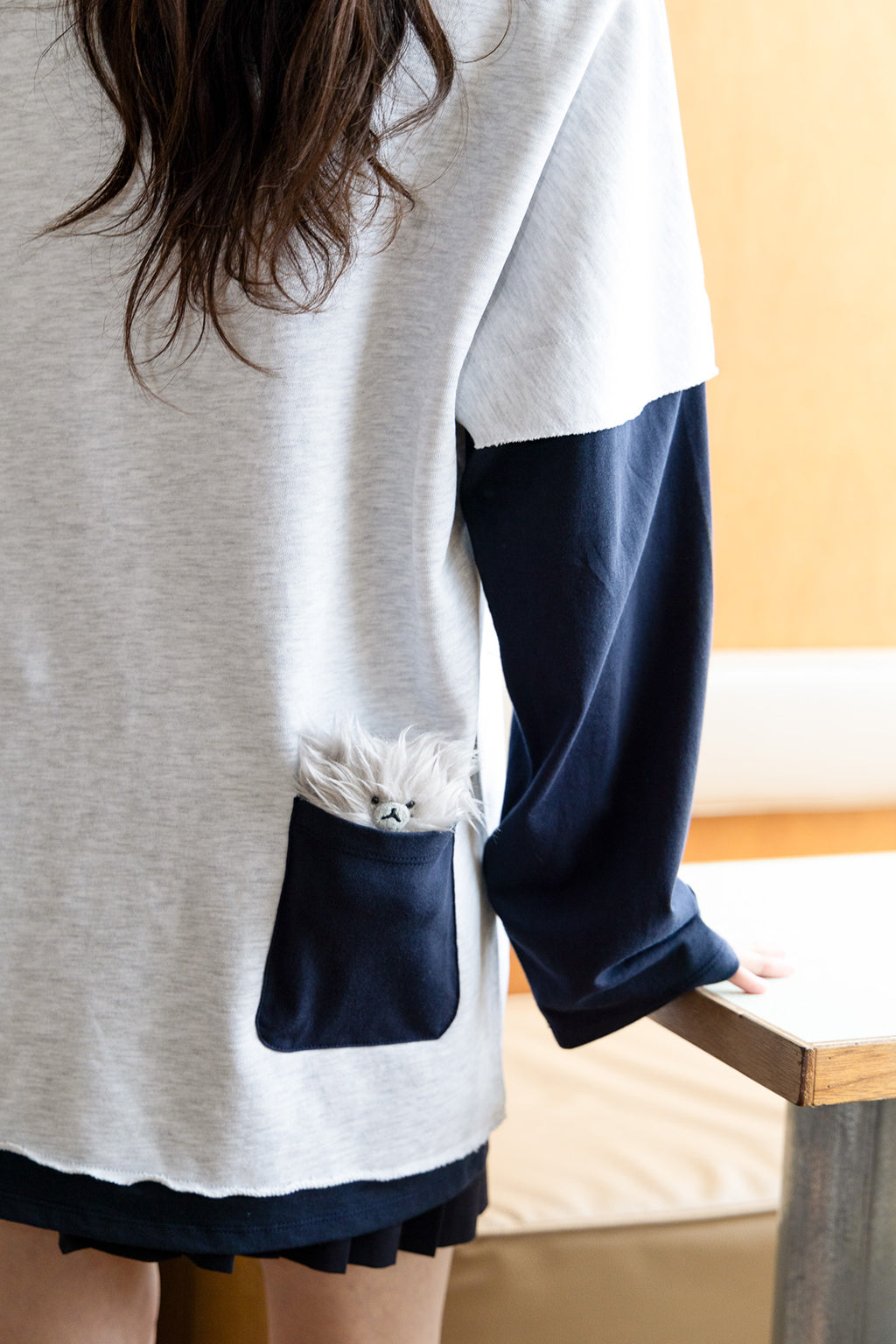 [HALOMINIUM x MIMICHAN] LOMI LAYERED TEE / GRAY