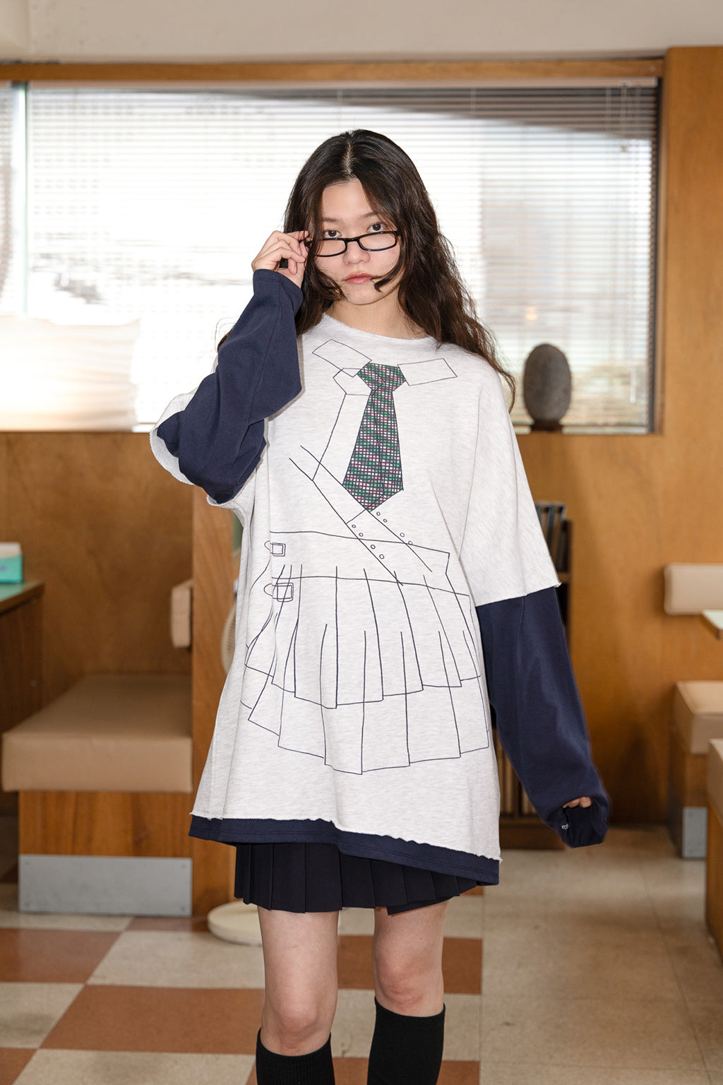 [HALOMINIUM x MIMICHAN] LOMI LAYERED TEE / GRAY