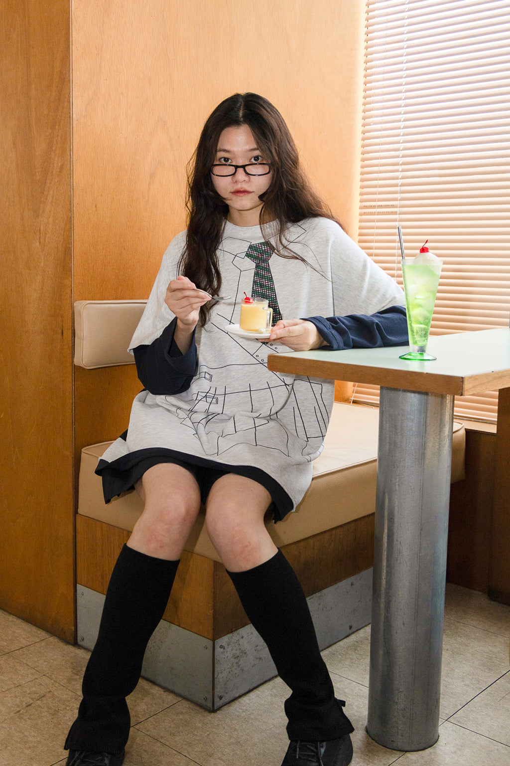 [HALOMINIUM x MIMICHAN] LOMI LAYERED TEE / GRAY