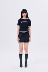 MICRO MESH SKIRT PANTS / NAVY