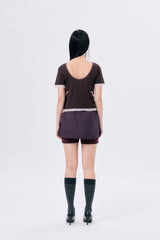 MICRO MESH SKIRT PANTS / PURPLE