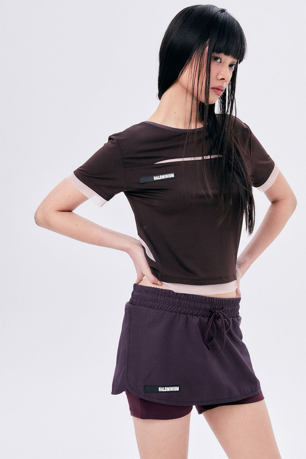 MICRO MESH SKIRT PANTS / PURPLE