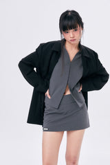 MICRO WOOL SKIRT / DARK GRAY