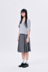 MIDI PLEATED WRAP SKIRT 3 / GRAY