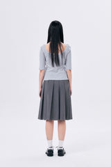 MIDI PLEATED WRAP SKIRT 3 / GRAY