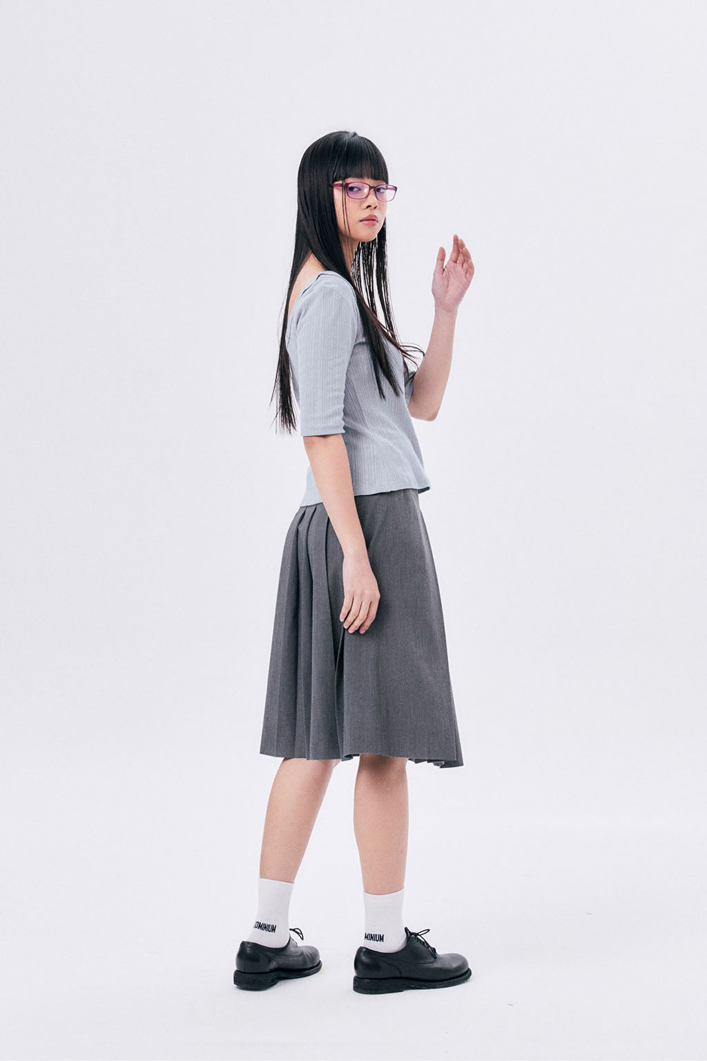 MIDI PLEATED WRAP SKIRT 3 / GRAY