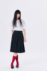 MIDI PLEATED WRAP SKIRT 3 / NAVY