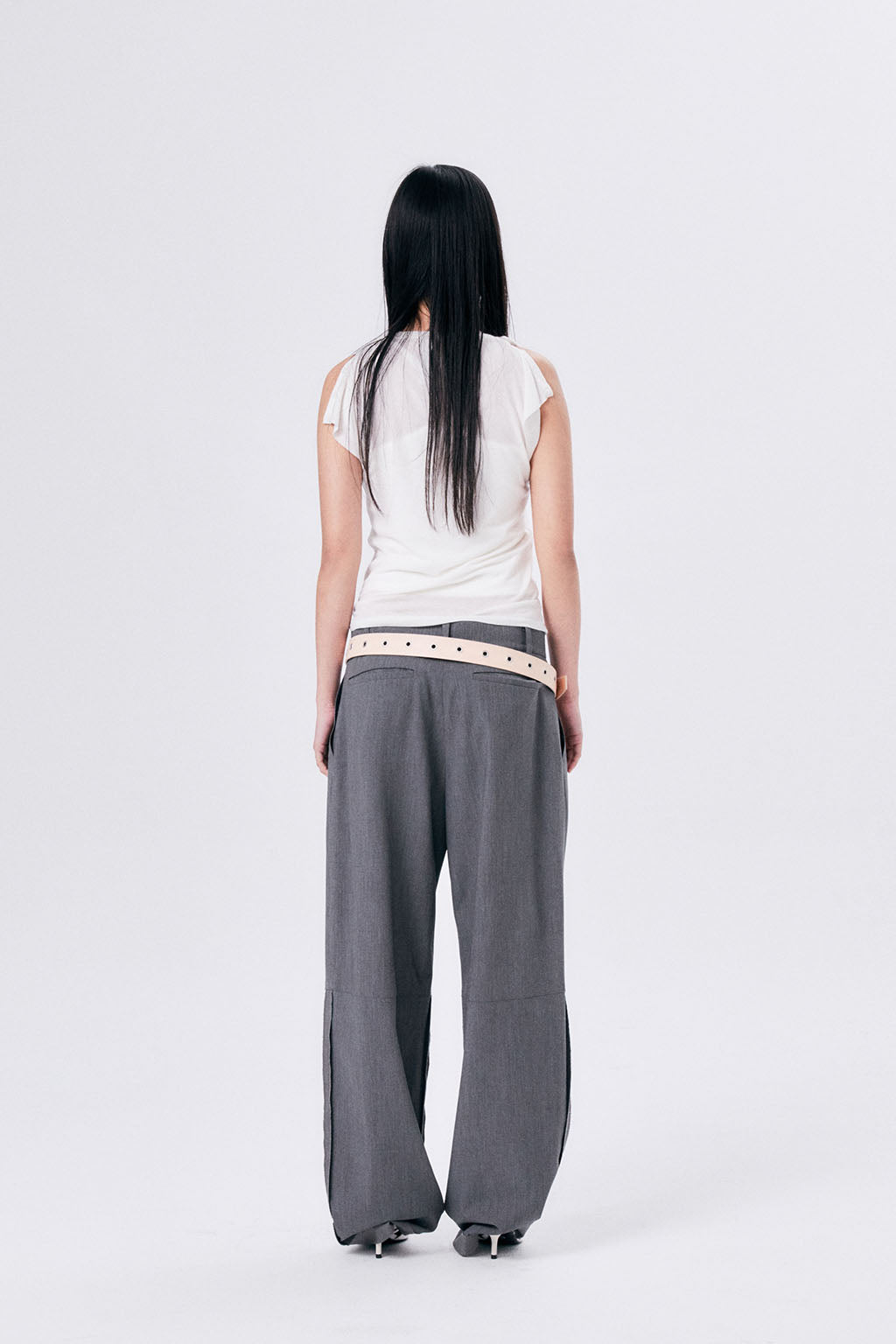 ONE TUCK WOOL PANTS 2 / GRAY