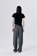 ONE TUCK WOOL PANTS 2 / GRAY