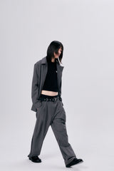 ONE TUCK WOOL PANTS 2 / GRAY