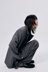 ONE TUCK WOOL PANTS 2 / GRAY