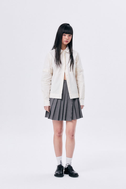 SHORT PLEATED WRAP SKIRT 2 / GRAY