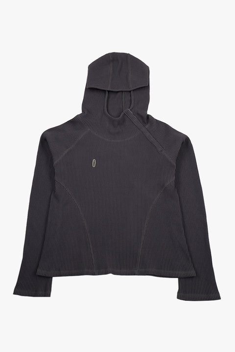 SLIM WAFFLE HOODIE / DARK GRAY