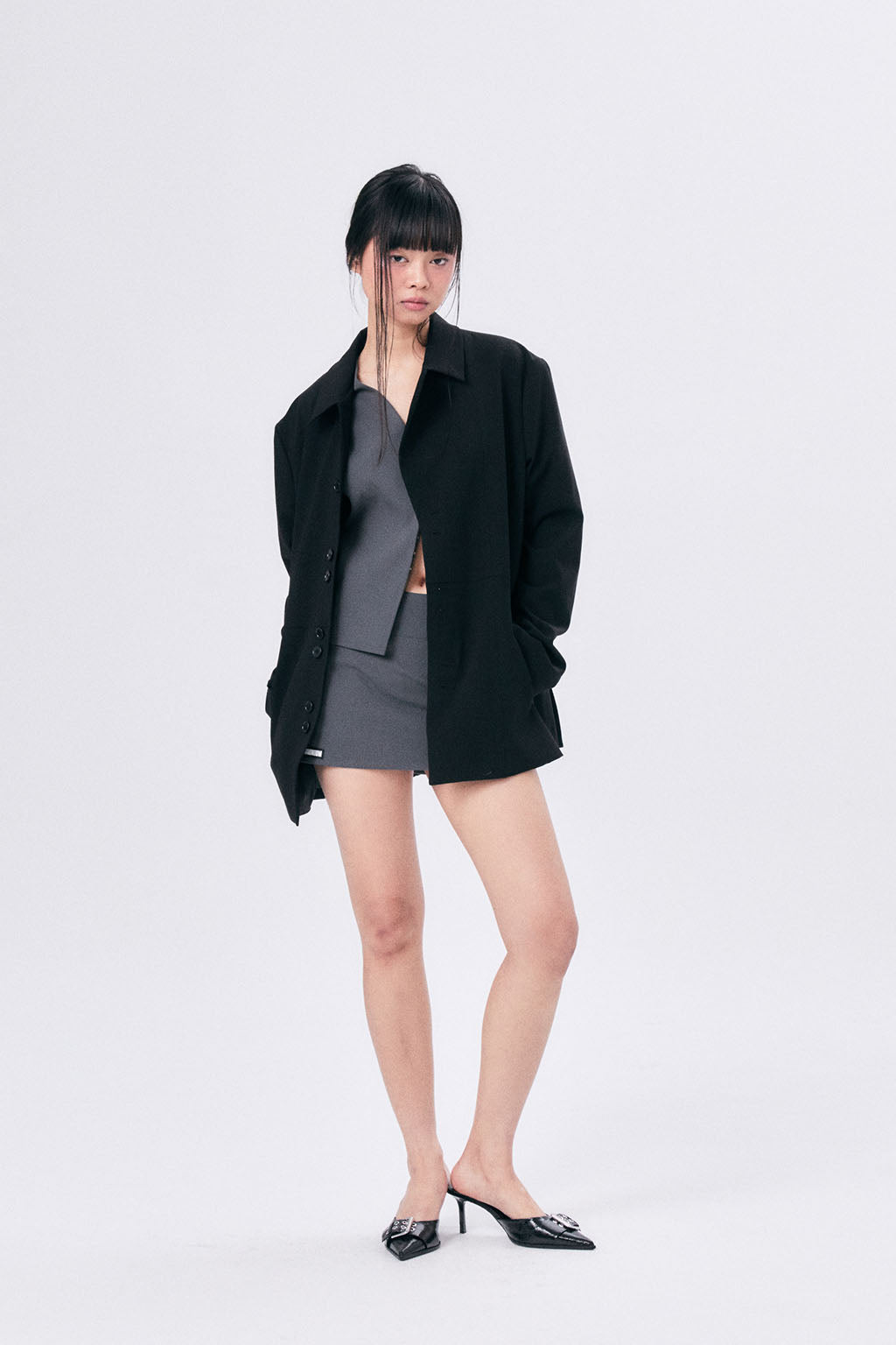 UNBALANCE COLLAR JACKET / BLACK