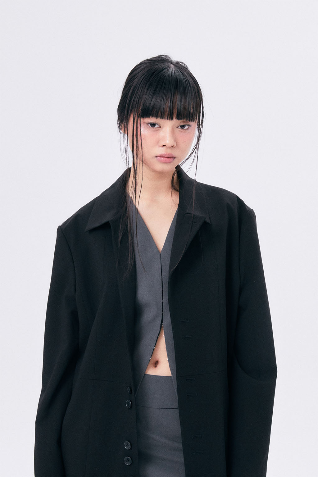 UNBALANCE COLLAR JACKET / BLACK