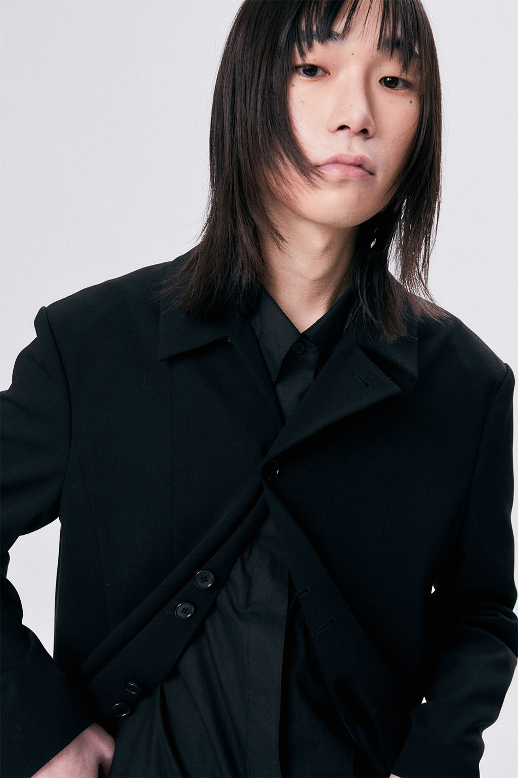 UNBALANCE COLLAR JACKET / BLACK