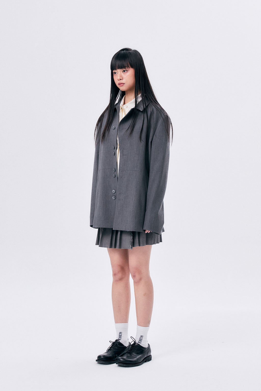 UNBALANCE COLLAR JACKET / GRAY