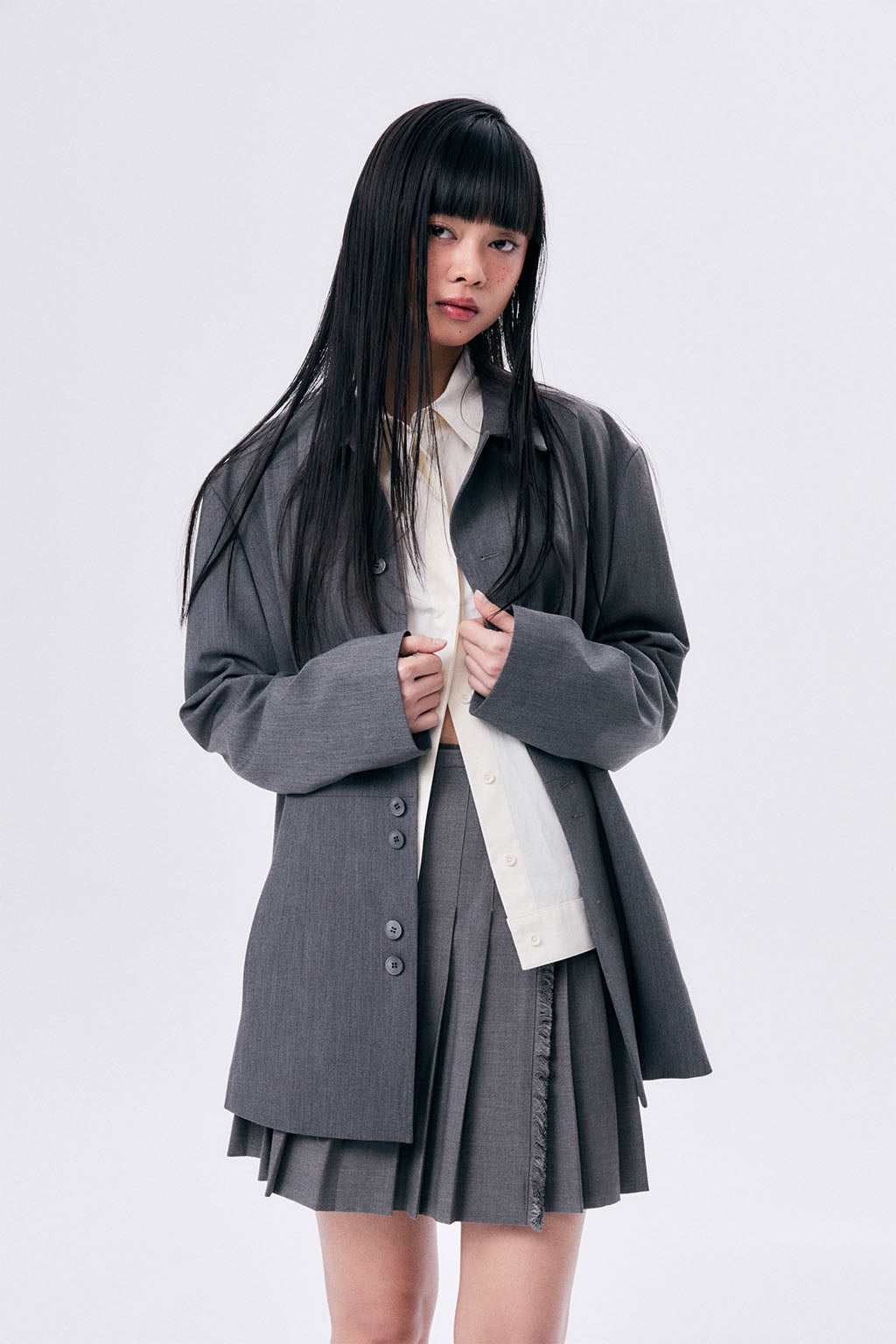 UNBALANCE COLLAR JACKET / GRAY