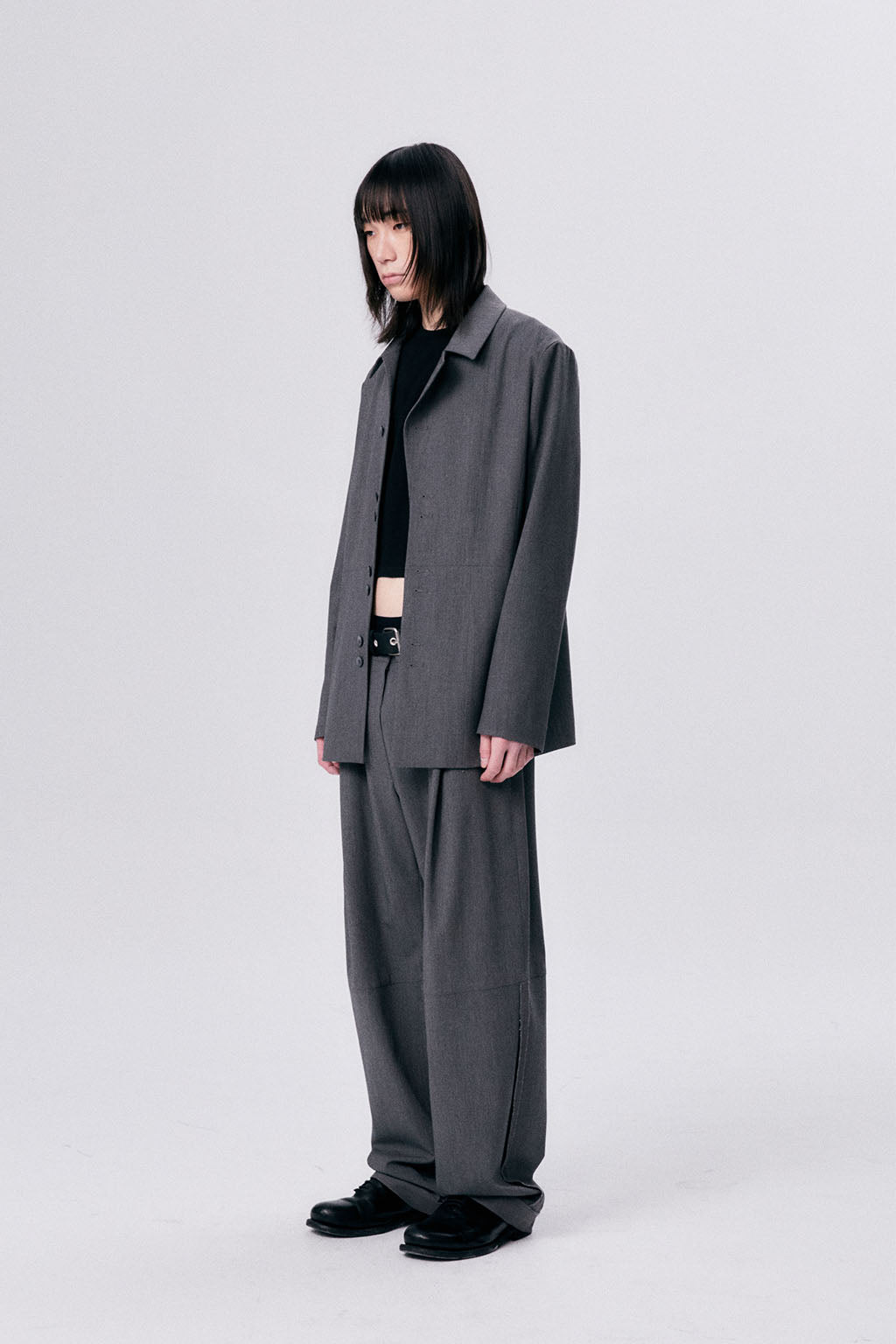 UNBALANCE COLLAR JACKET / GRAY