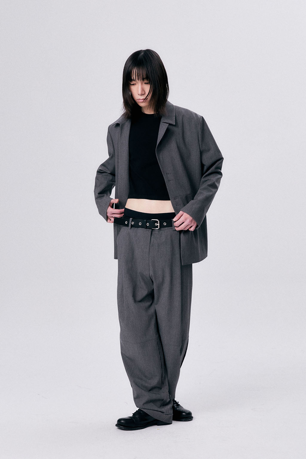 UNBALANCE COLLAR JACKET / GRAY