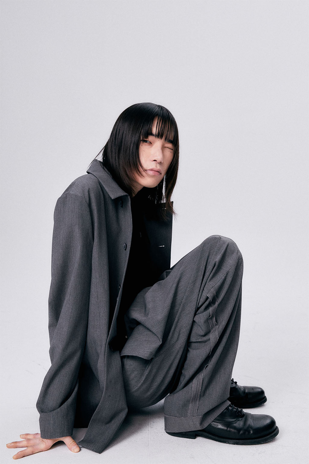 UNBALANCE COLLAR JACKET / GRAY