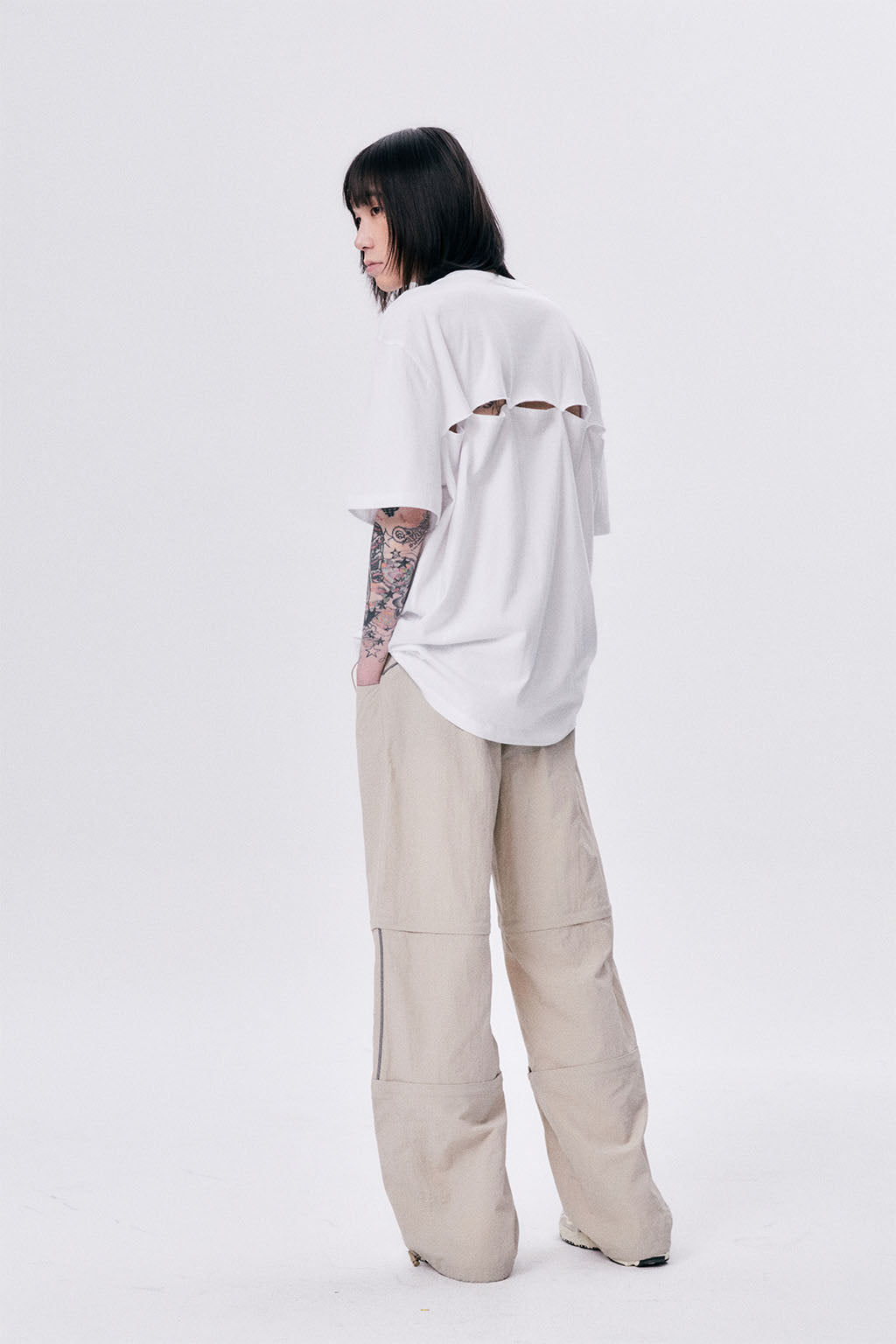 WAVE BACK YOKE OVERSIZED TEE / WHITE