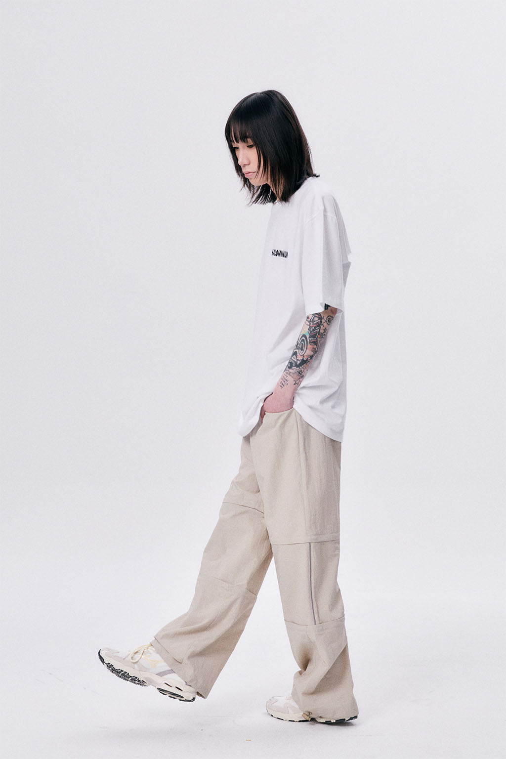 WAVE BACK YOKE OVERSIZED TEE / WHITE